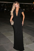 Deep-V Tie-Waist Slim Maxi Dress
