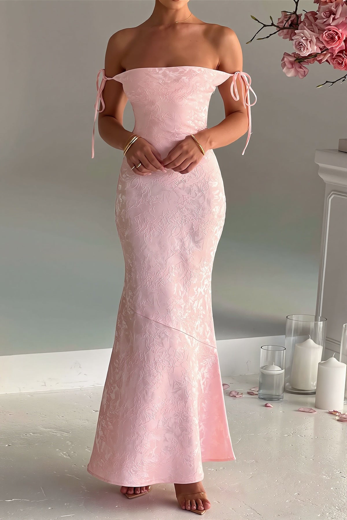 Jacquard Cami Bodycon Maxi Dress