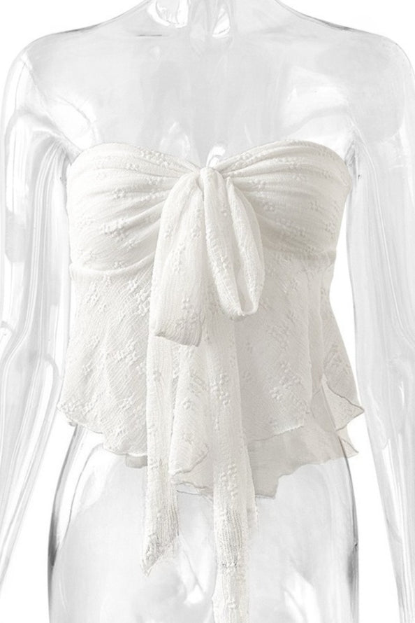 Lace Wrap Off-Shoulder Blouse
