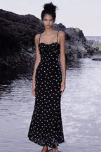 Polka Dot Cami Backless Bodycon Maxi Dress