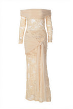 Lace-Trim Off-Shoulder Wrap Maxi Dress
