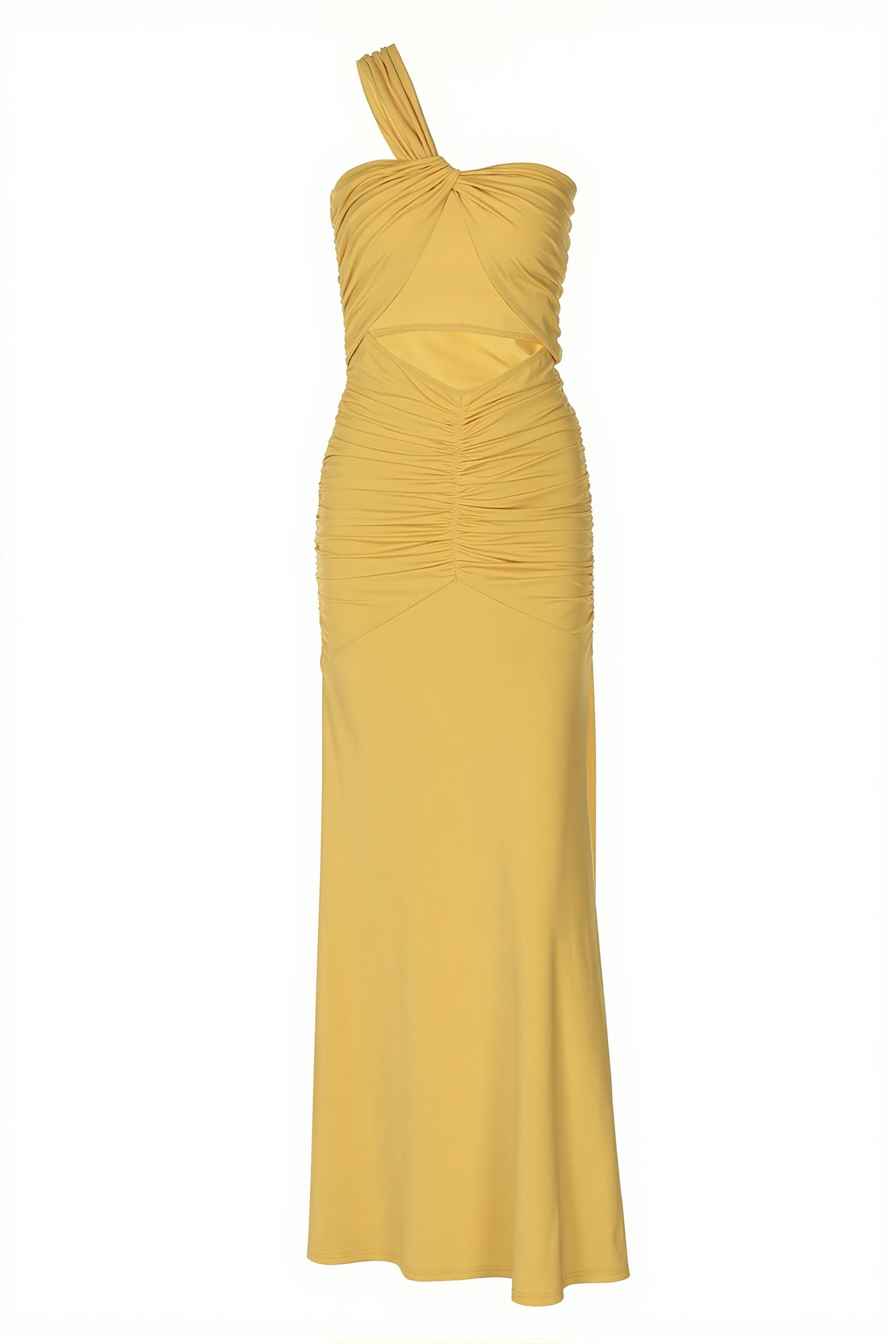 One-Shoulder Sheer Cutout Slim Maxi Dress