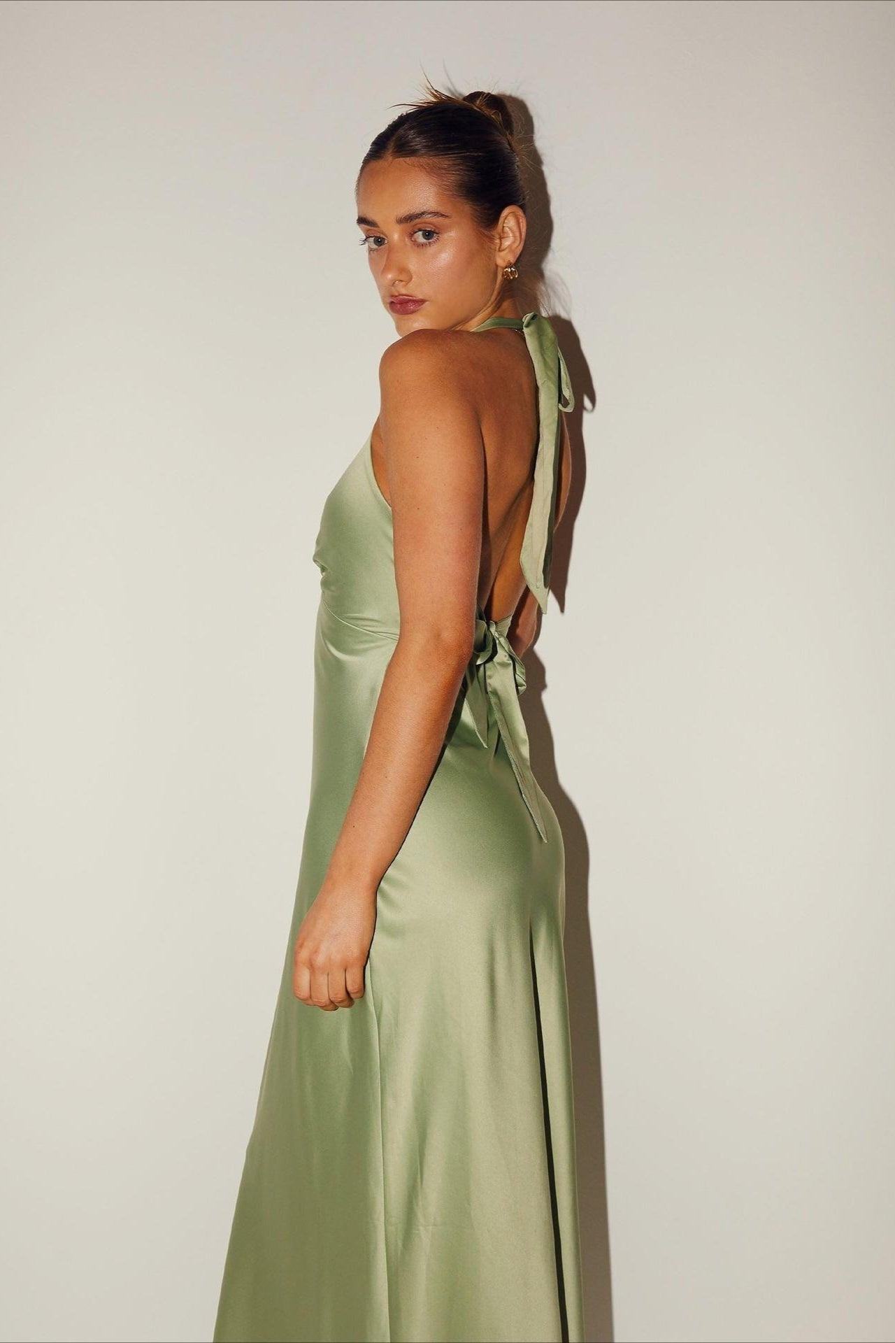 Solid V-Neck Slim-Cut Maxi Dress