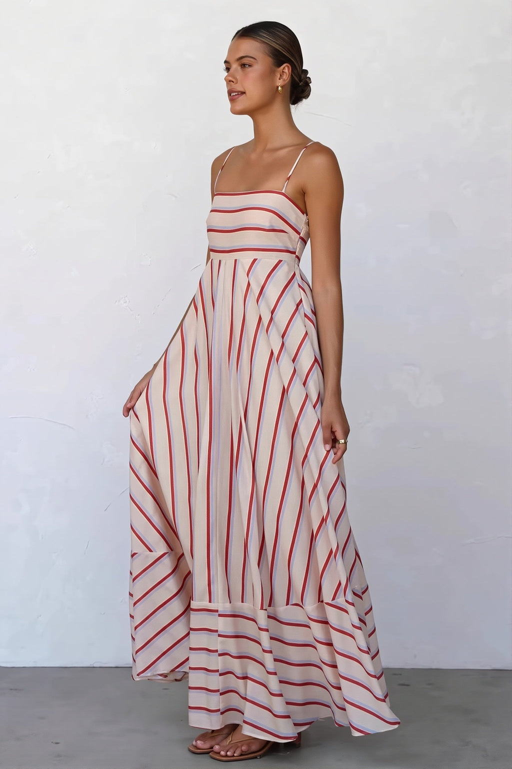 Striped High-Waist Cami Boho Dress