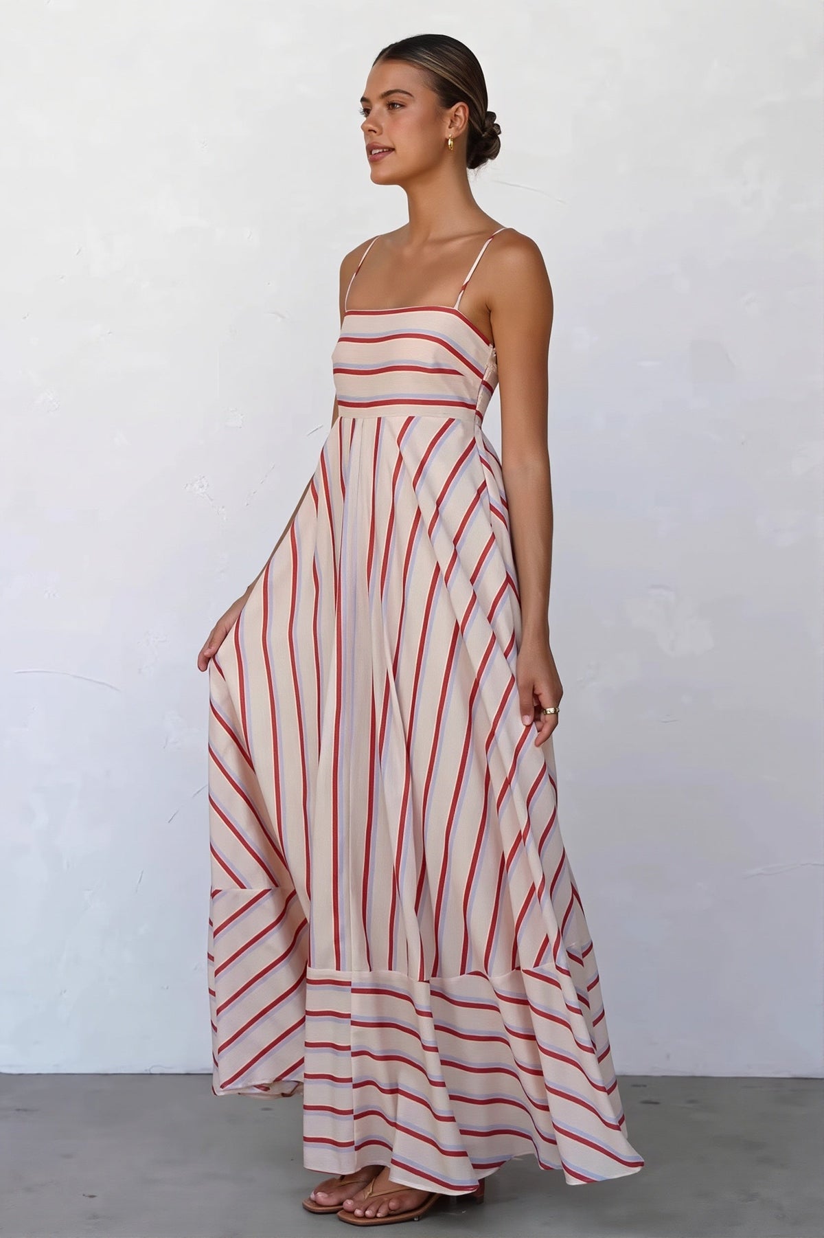 Striped High-Waist Cami Boho Dress