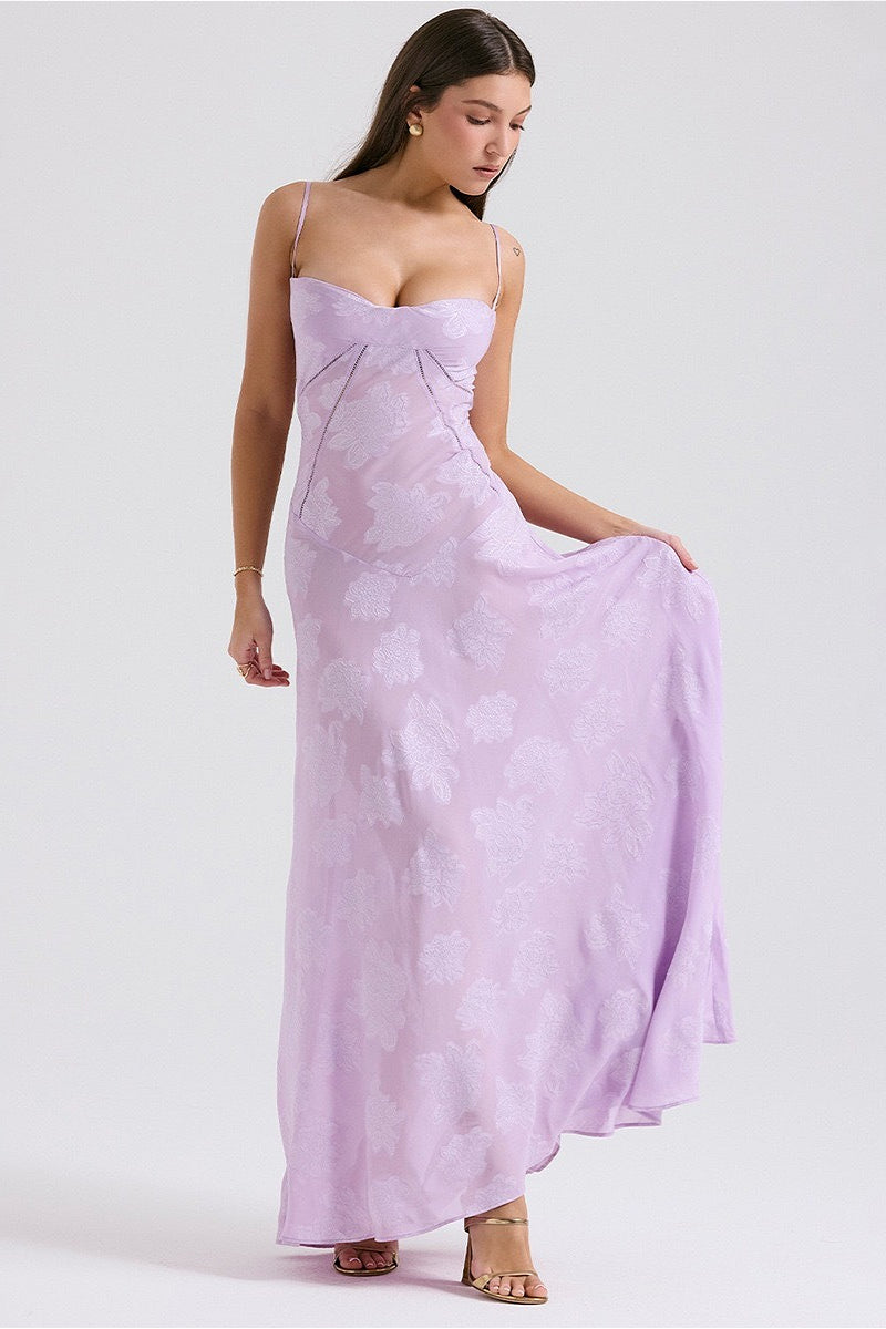Jacquard Satin Cami Maxi Dress