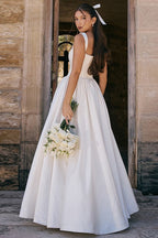 Solid A-Line Long Prom Dress
