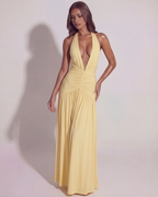 Alba Butter-Yellow Slinky Maxi Dress