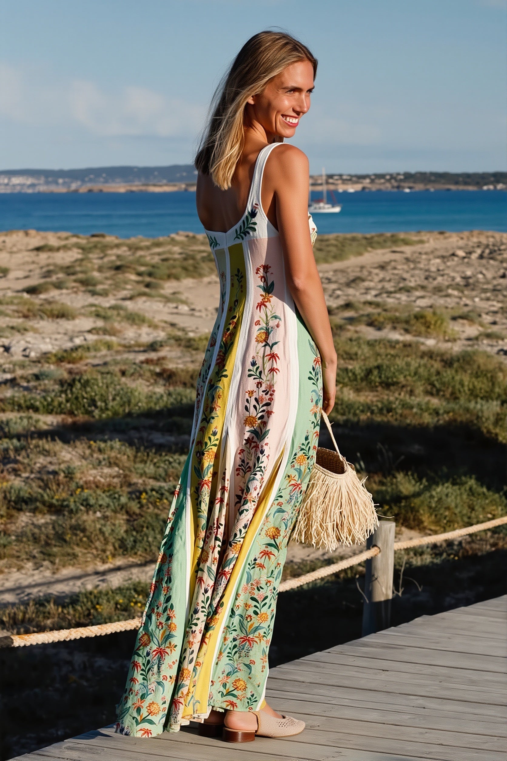 Floral Splice Swing Maxi Dress