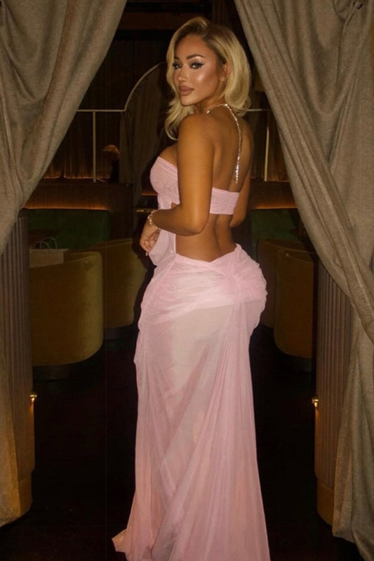 Sheer Tulle Patchwork Prom Dress