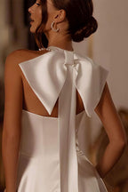 Satin Halter Train Reception Dress