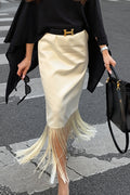 Tassel Straight Midi Skirt
