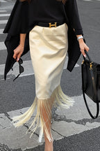 Tassel Straight Midi Skirt