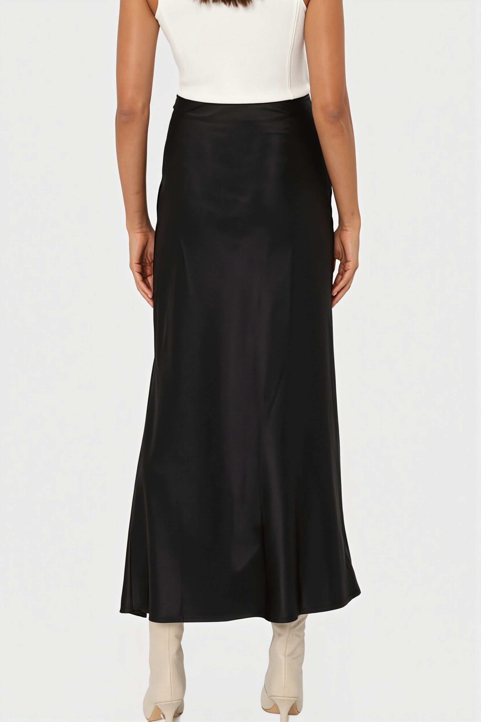 Satin Slit Bodycon Maxi Skirt