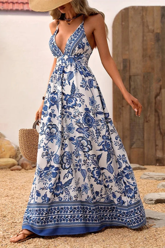Floral Hawaiian V-Neck Dress