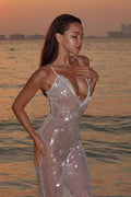 Halter Sequin Open-Back Bodycon Mini Dress