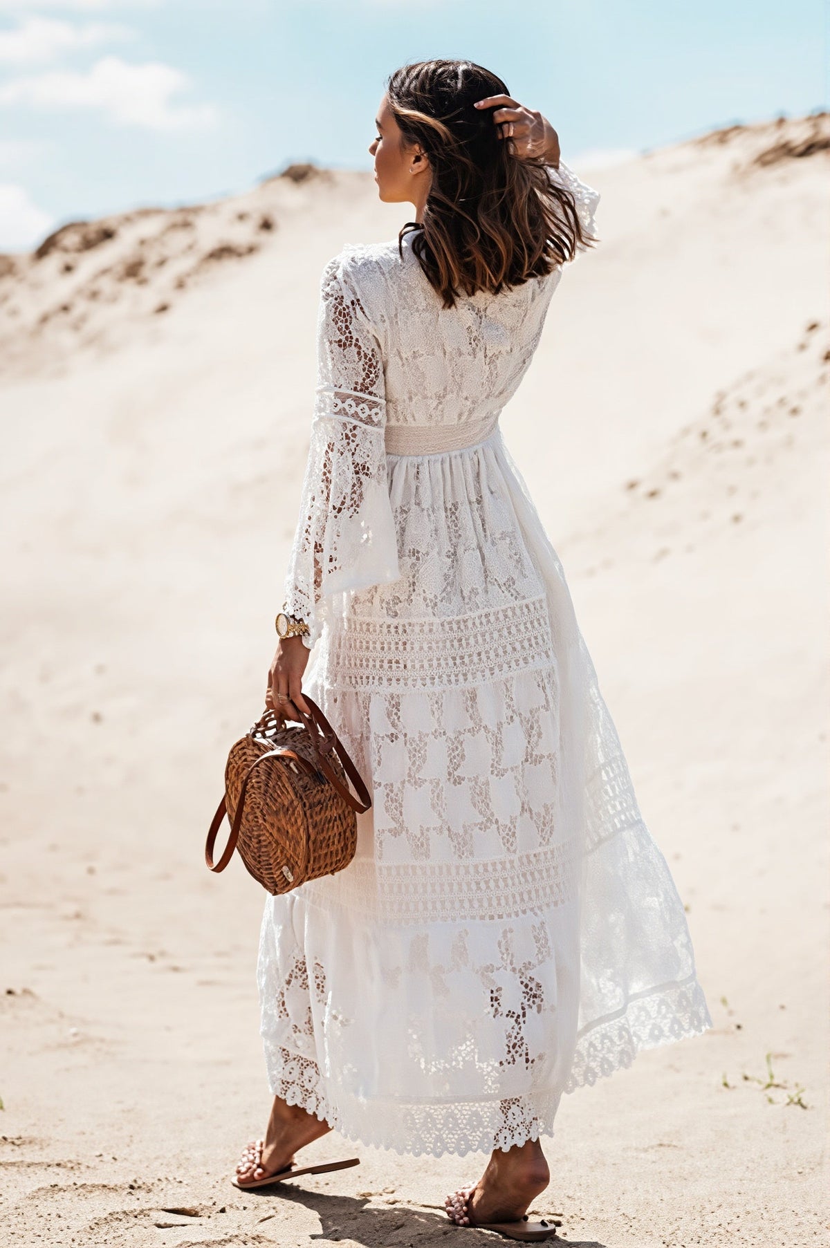 Tassel Lace-Splice Boho Dress