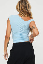 Asymmetric Ruched Slim Blouse