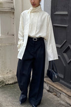 Polka Dot Ribbon Commuter Blouse