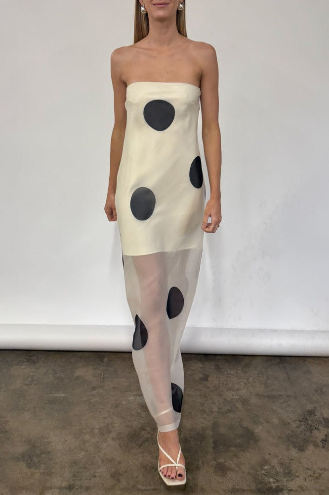 Polka Dot Cami Bodycon Maxi Dress