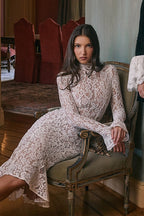 Lace Long-Sleeve Mermaid Midi Dress