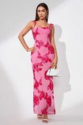 3D-Floral Embroidery Mesh Dress