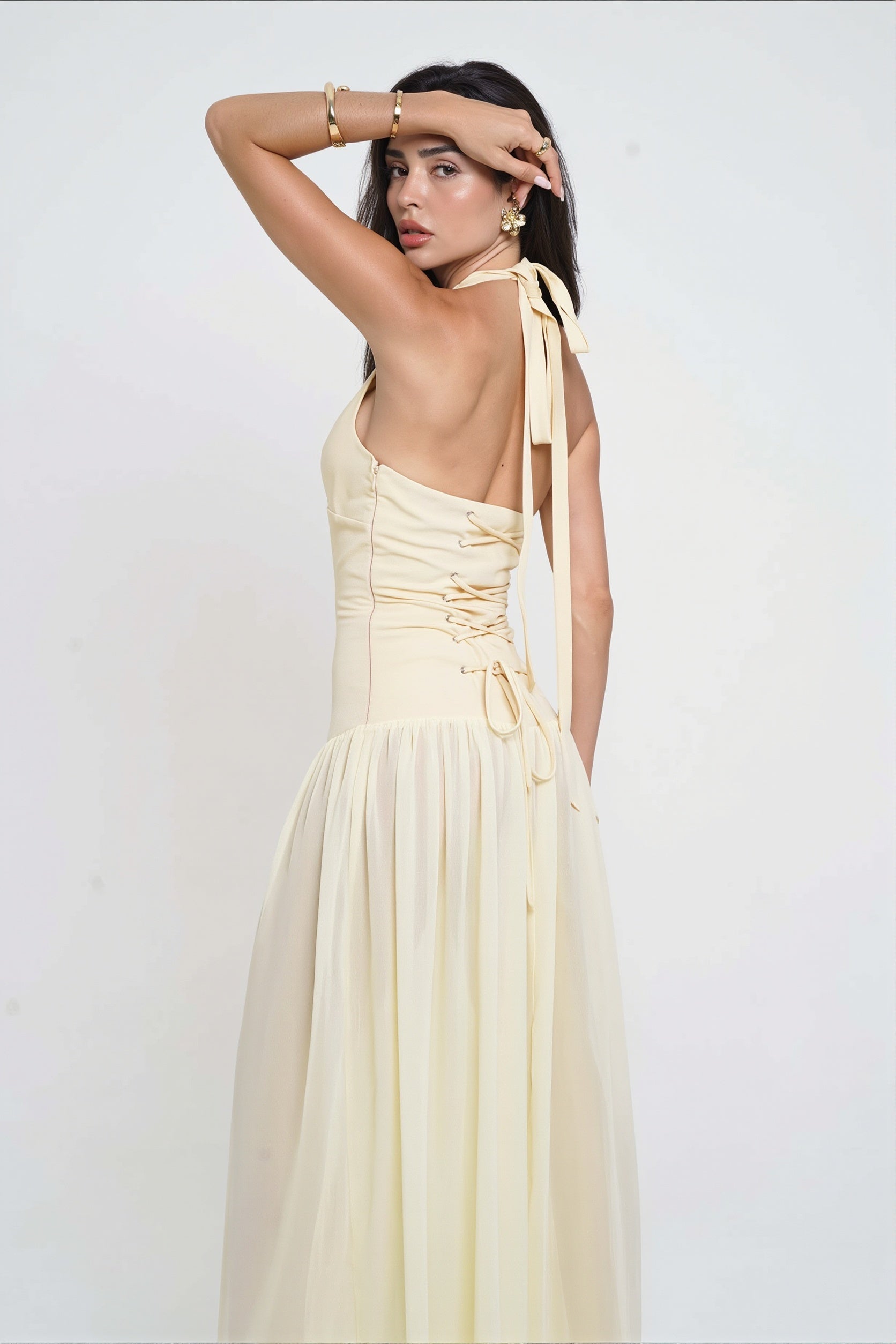Starfish-Detail Sheer-Tie Maxi Dress