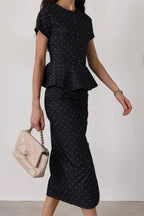 Polka Dot Bodycon Skirt Set