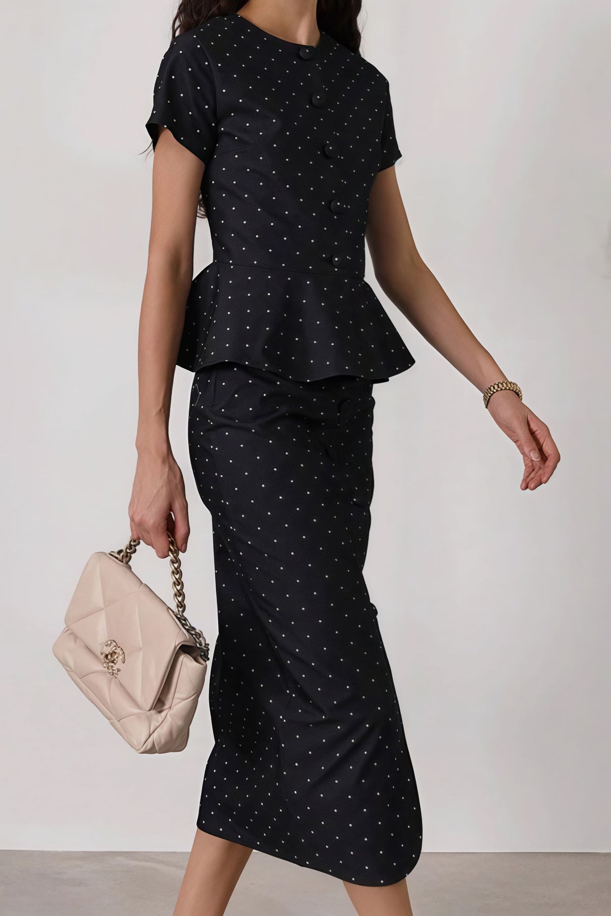 Polka Dot Bodycon Skirt Set