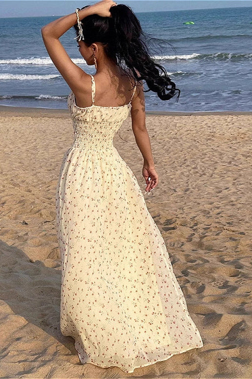 Floral Smocked A-Line Maxi Dress