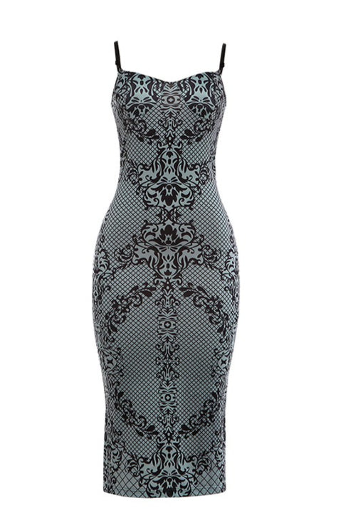 Plunge Cami Cutout-Back Print Maxi Dress