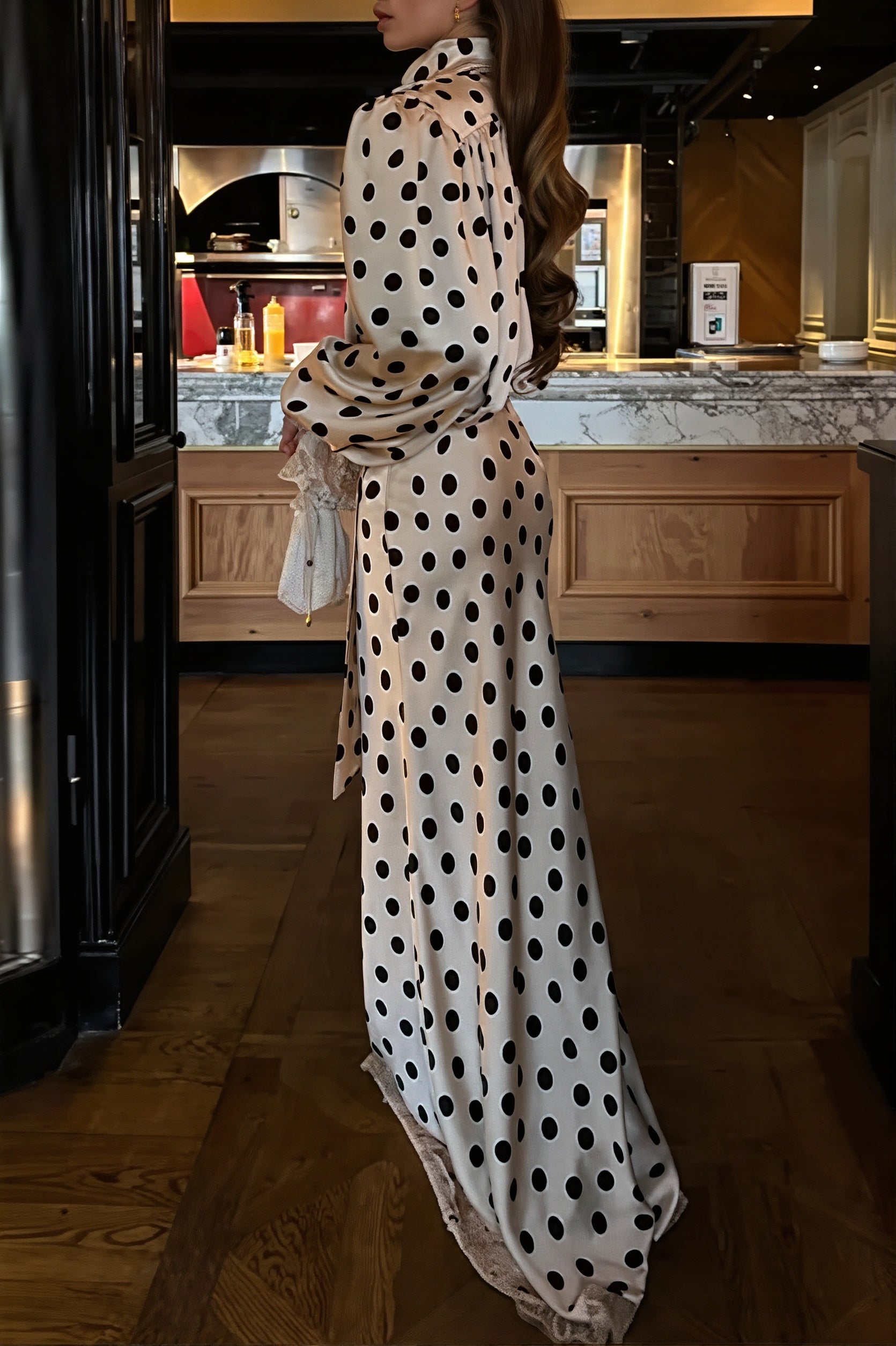Polka Dot Sash Maxi Dress