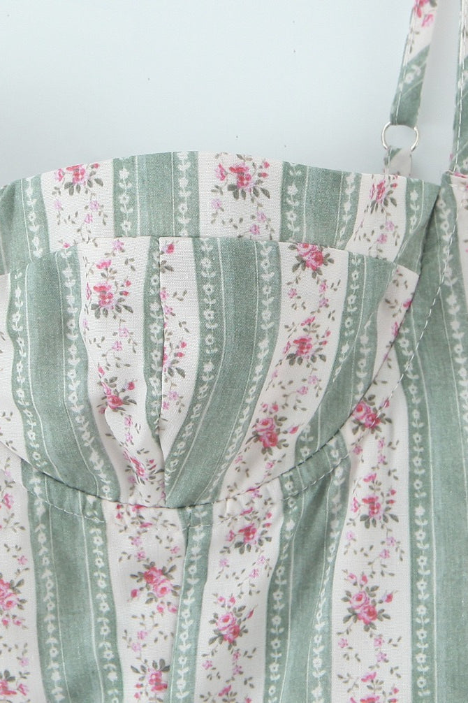 Floral-Striped Cami Midi Dress