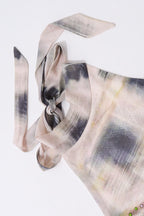 Butterfly-Print High-Neck Halter Top