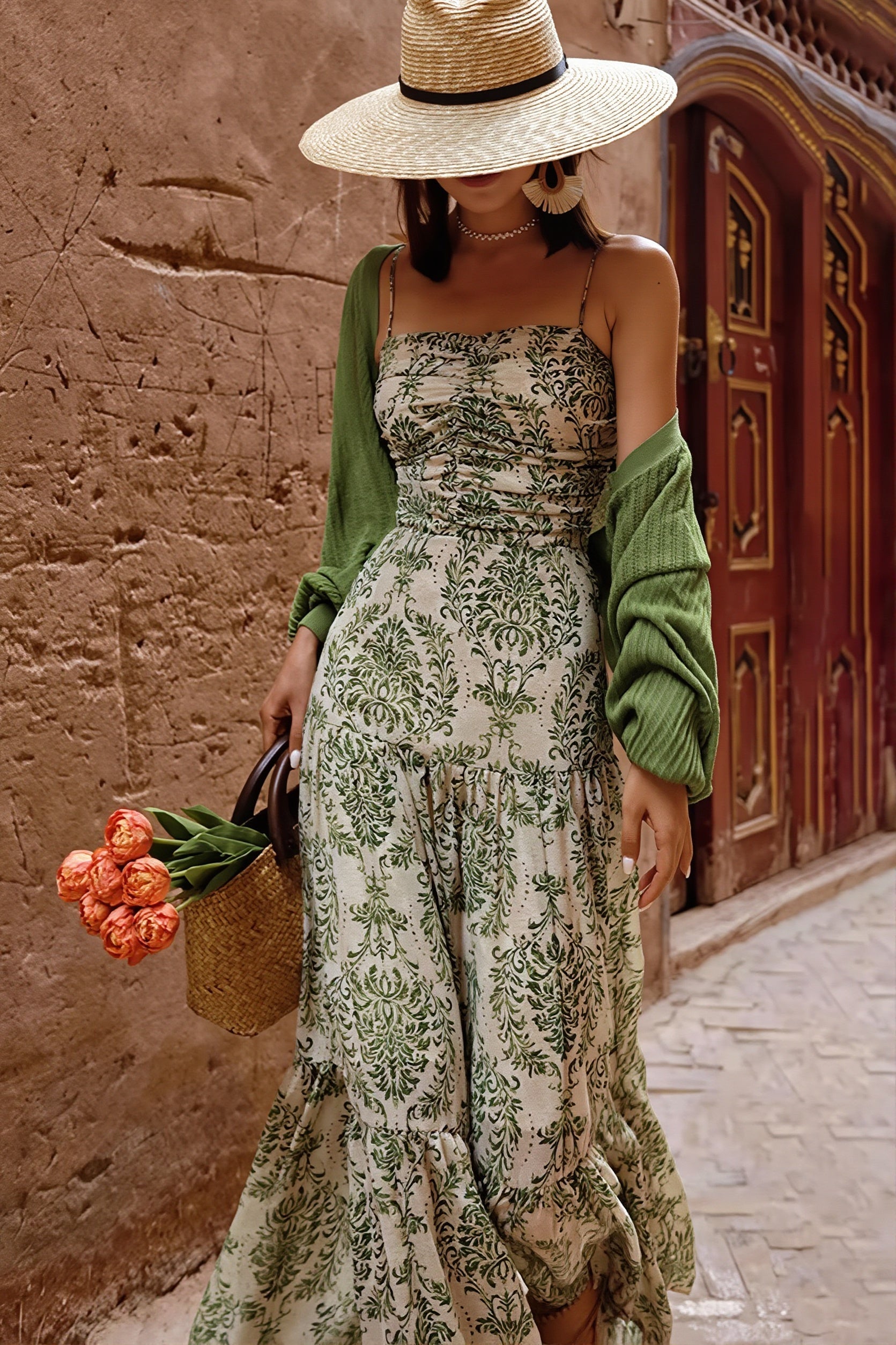 Boho Printed Cami Vacation Maxi Dress