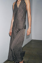 Polka Dot Halter-Neck Maxi Dress