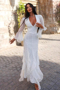 Floral Chiffon Bell-Sleeve Maxi Dress