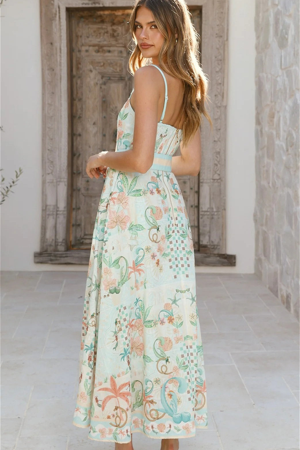 Floral Linen Swing Boho Dress