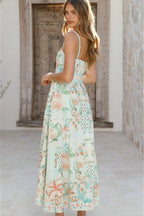 Floral Linen Swing Boho Dress