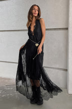 V-Neck Loose Lace Maxi Dress