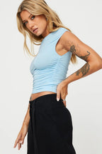 Asymmetric Ruched Slim Blouse