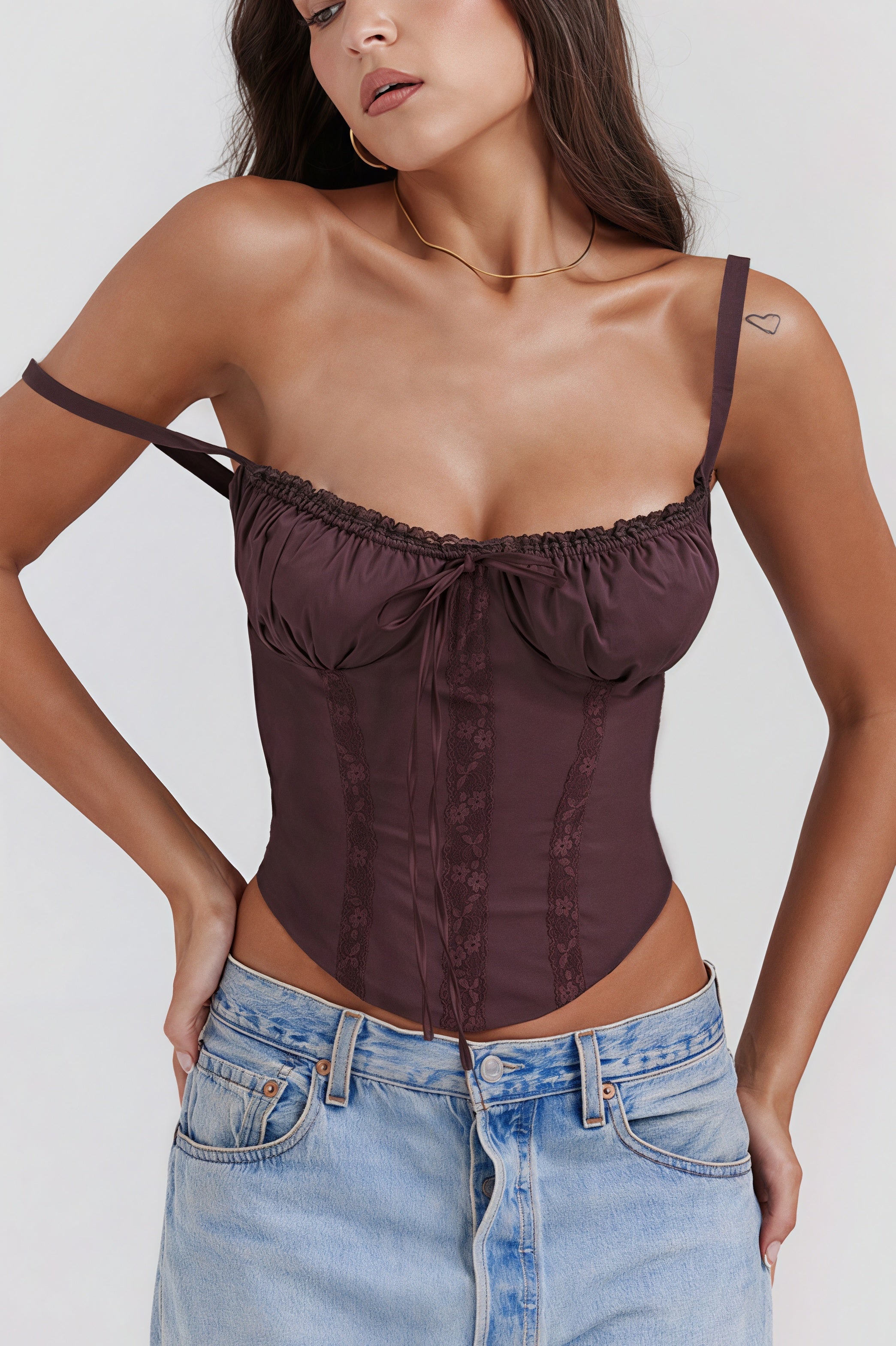 Lace-Panel Tie Cami Top