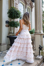 Lace-Trim Tiered-Ruffle Cami Maxi Dress