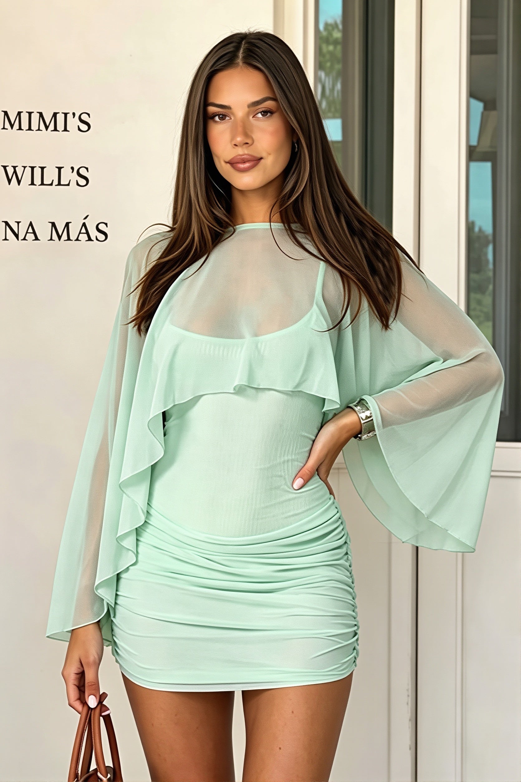 Mesh Shrug Cami Mini Dress