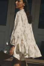 Floral Puff-Sleeve Two-Piece Set