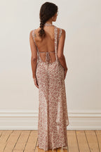 Floral Sheer Irregular Maxi Dress