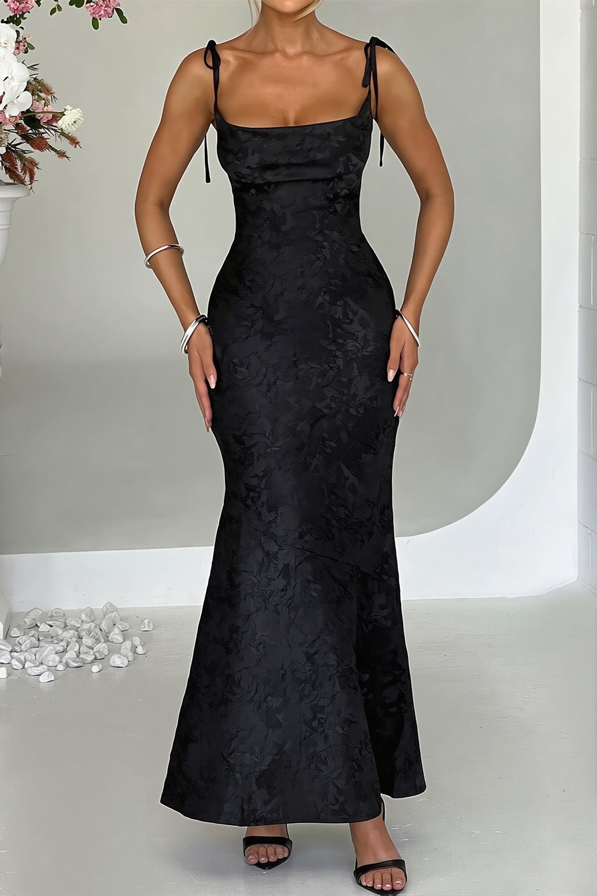 Jacquard Cami Bodycon Maxi Dress