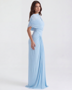 Camilla Blue Draped Shawl Maxi Dress