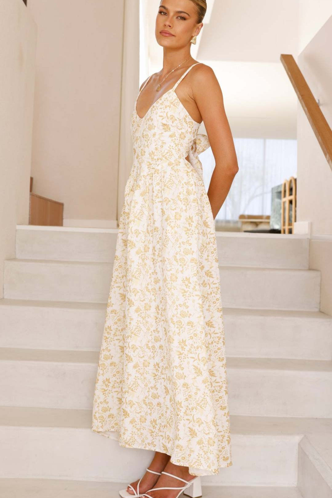 Floral Spaghetti-Strap Backless Dress