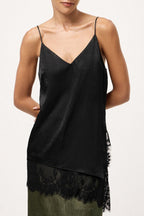 V-Neck Lace-Trim Patchwork Cami Top